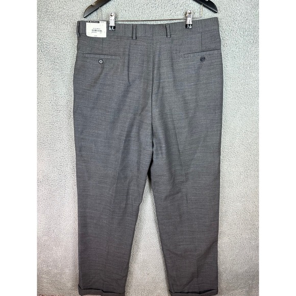 Bachrach Virgin Wool Gray Dress Pants Mens Size 38x34 Pleated Made In Italy NWT - Picture 7 of 9